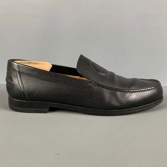 HERMES H Crest Black Leather Slip On Loafers - Picture 2 of 7